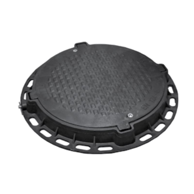 VALPlast PP A15 Black Manhole Cover and Frame, 600 mm Clear Opening, 800 mm Frame, H80, with Lock