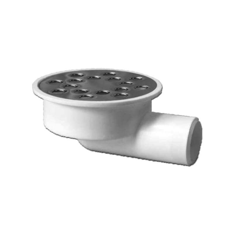 VALEasy PP Mini Floor Drain, Horizontal Outlet Ø 32, Frame Ø 87, H=48, Stainless Steel Grate