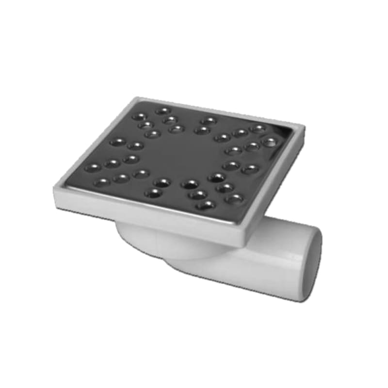 VALEasy MINITRAP FLOOR PP 1OUT Ø40 HORIZ. FRAME 100x100 H=72 STAINLESS STEEL GRATE