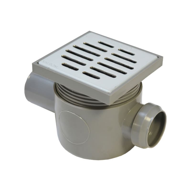 VALEasy "V" FLOOR DRAIN TRAP 1 IN D. 40-1 OUT D. 50 H80 EXTENSION AND STAINLESS STEEL GRATE
