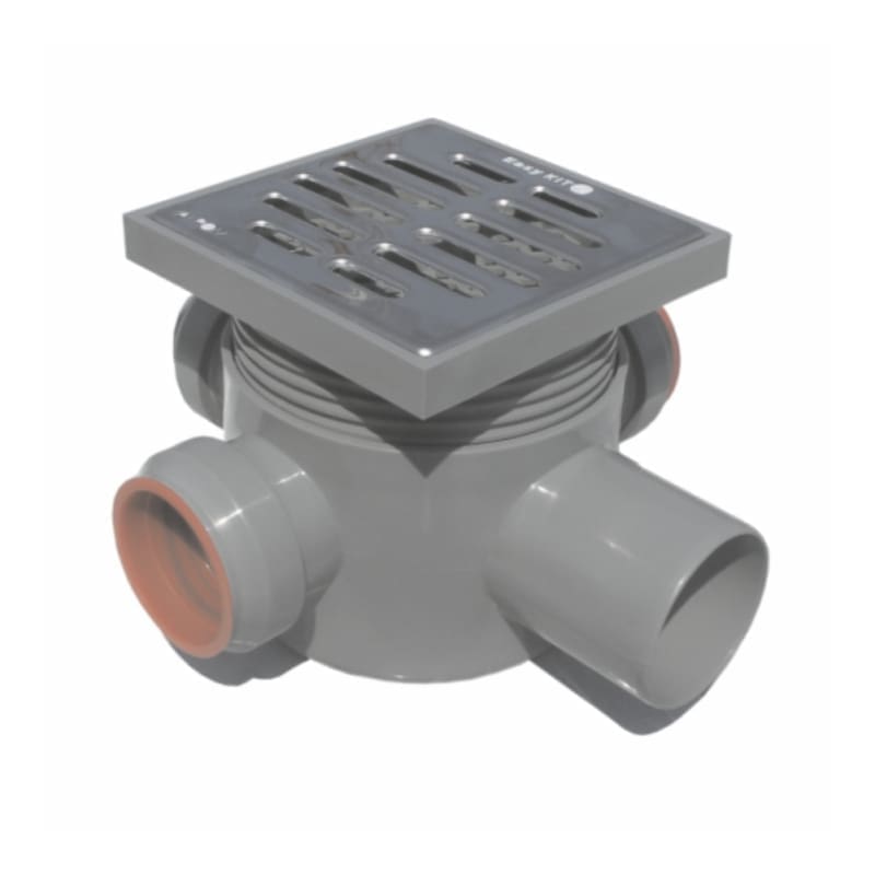 VALEasy "V" FLOOR DRAIN 3IN D. 40-1OUT D. 50 H80 EXTENSION AND STAINLESS STEEL GRATE