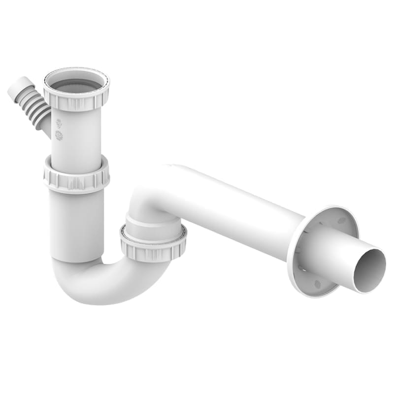 VALEasy White PP Sink P-Trap, 'U' Shape, D.40-1 1/2", with Washing Machine Connection