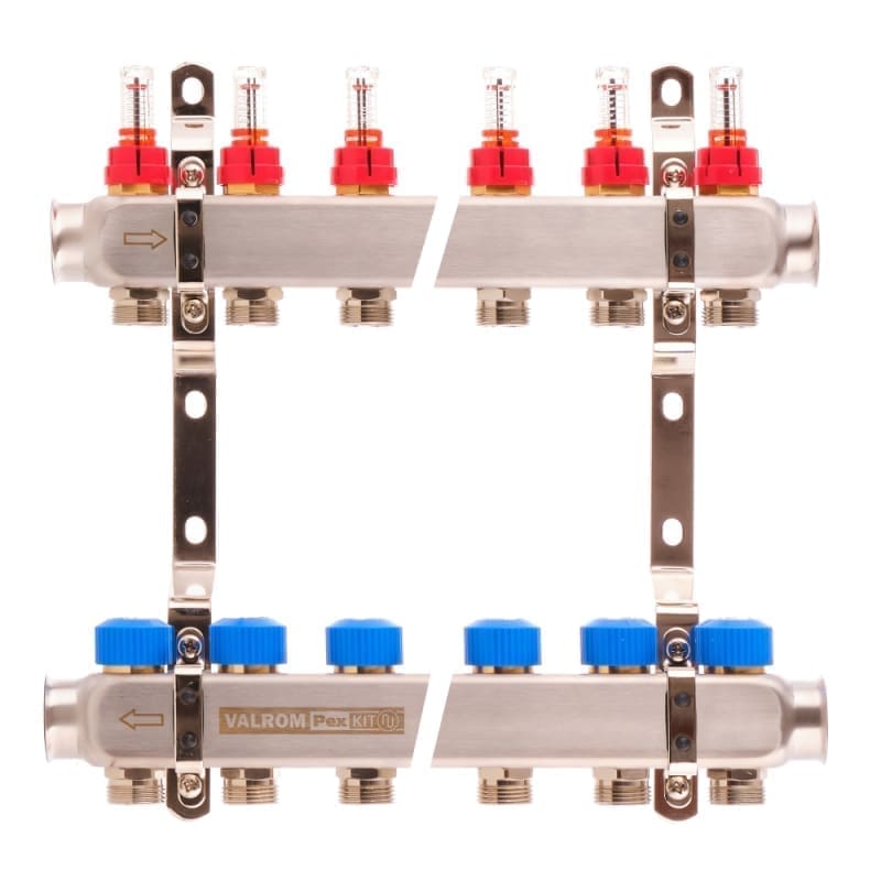 VALThermio EUROCON STAINLESS STEEL DISTRIBUTION/MANIFOLD KIT WITH FLOW METERS, 8 CIRCUITS, 1''